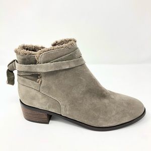 Aldo Grey Ankle Boots Fur Booties Stacked 8.5